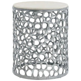Coral Round Side Table, Antique Nickle