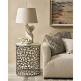 Coral Round Side Table, Antique Nickle