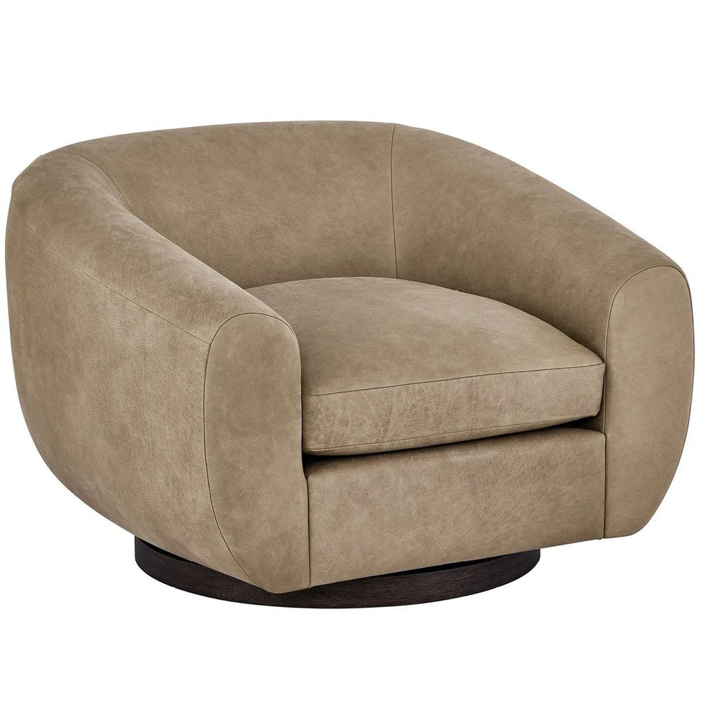 Fitz Leather Swivel Chair, Vail Toffee