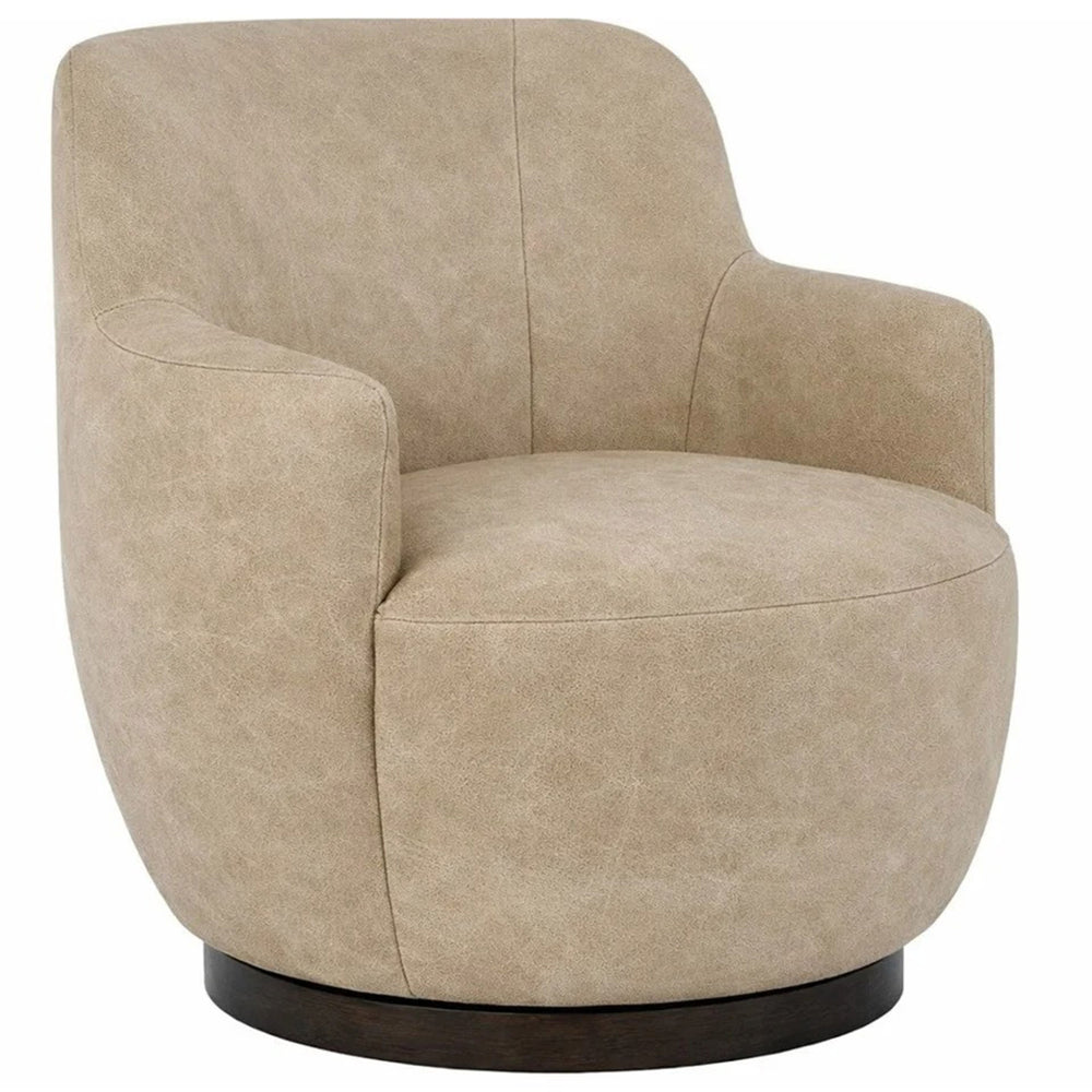 Chloe Leather Swivel Chair, El Paso Ivory