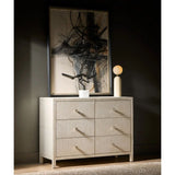 Lira 6 Drawer Dresser, Grey Leather
