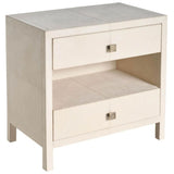 Lira 2 Drawer Nightstand, Grey Leather