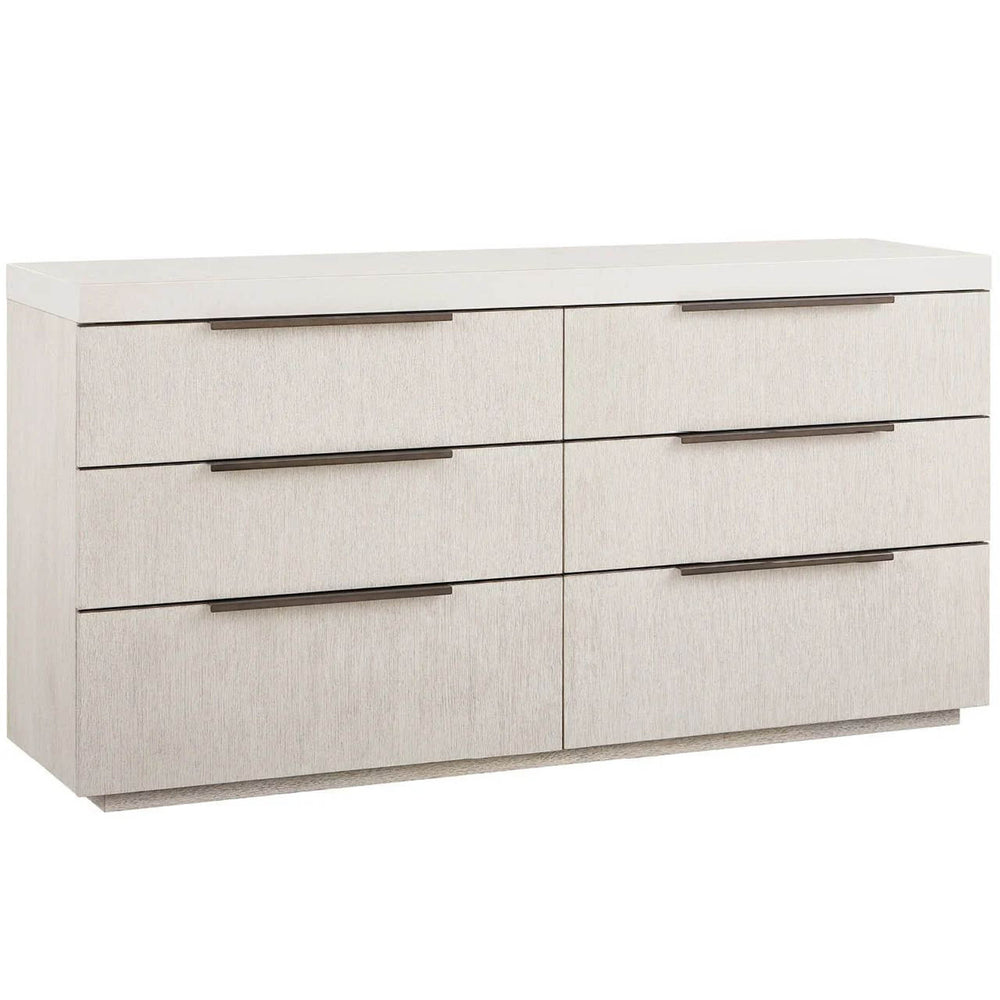Modern Quartz 6 Drawer Dresser, Mist