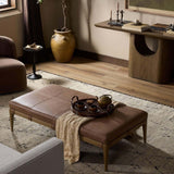 Ulrick Leather Ottoman, Palermo Cigar by Four Hands-Furniture - Benches-High Fashion Home