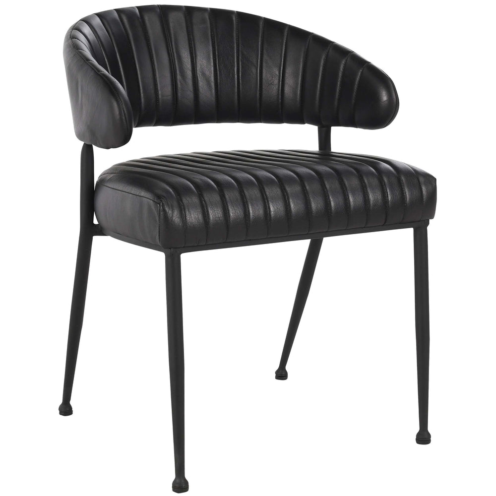 Umbria Leather Dining Chair, Jet Black, Set of 2-Furniture - Dining-High Fashion Home