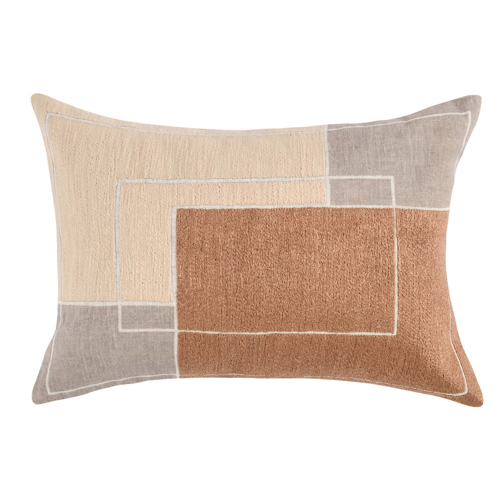 Reid Lumbar Pillow, Taupe/Penny Brown-High Fashion Home