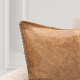 Weston Leather Pillow, Chestnut, Set of 2