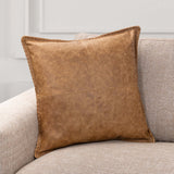 Weston Leather Pillow, Chestnut, Set of 2