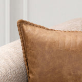 Weston Leather Lumbar Pillow, Chestnut, Set of 2