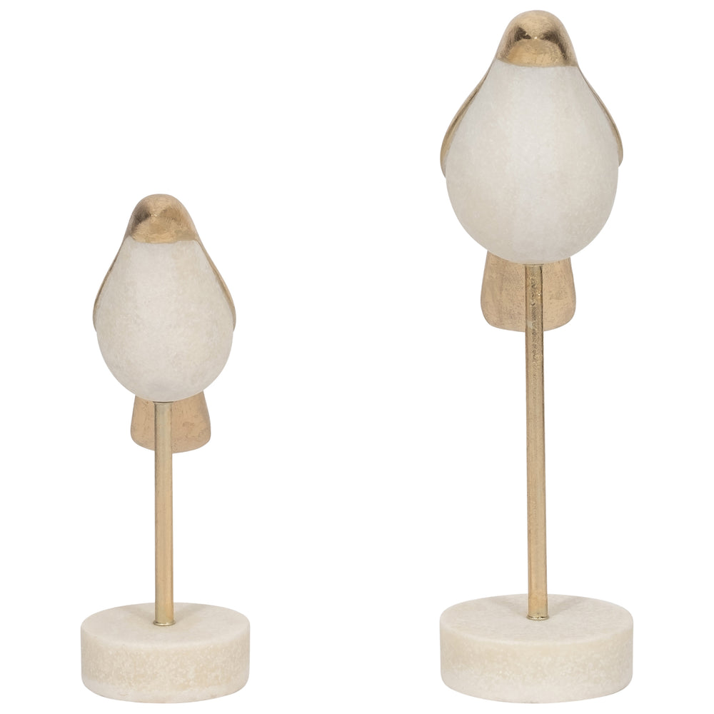 Vara Bird Statuary, White/Gold, Set of 2-Accessories-High Fashion Home