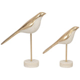 Vara Bird Statuary, White/Gold, Set of 2-Accessories-High Fashion Home