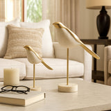 Vara Bird Statuary, White/Gold, Set of 2-Accessories-High Fashion Home