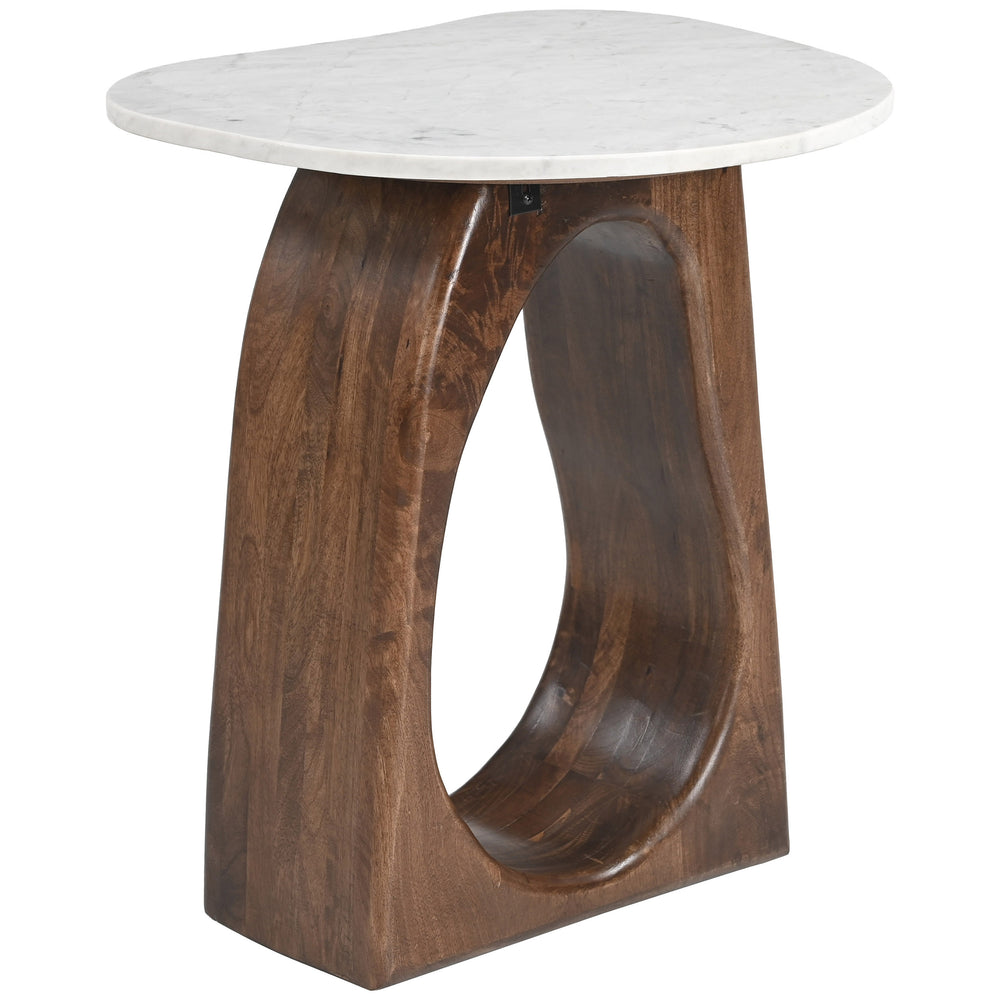 Vara Side Table, White/Walnut-Furniture - Accent Tables-High Fashion Home
