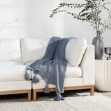 Veda Throw, Sea Fog Blue
