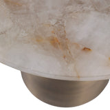 Verla Round Accent Table, White-Furniture - Accent Tables-High Fashion Home