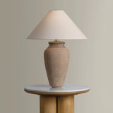 Vessel Table Lamp, Patina Brass/Ceramic Textural Umber
