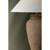 Vessel Table Lamp, Patina Brass/Ceramic Textural Umber