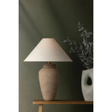 Vessel Table Lamp, Patina Brass/Ceramic Textural Umber