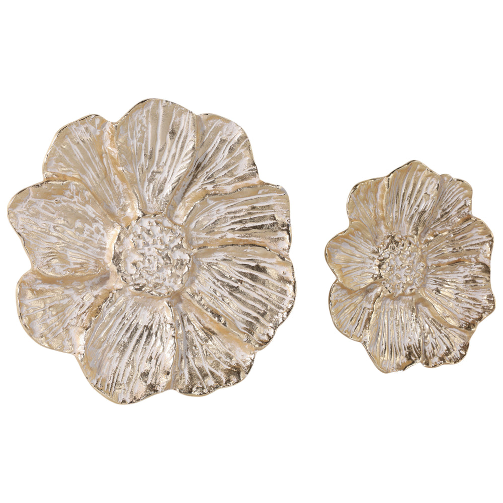 Wall Flowers, Gold/White, Set of 2