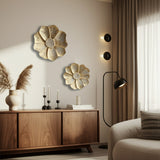Wall Flowers, Gold/White, Set of 2