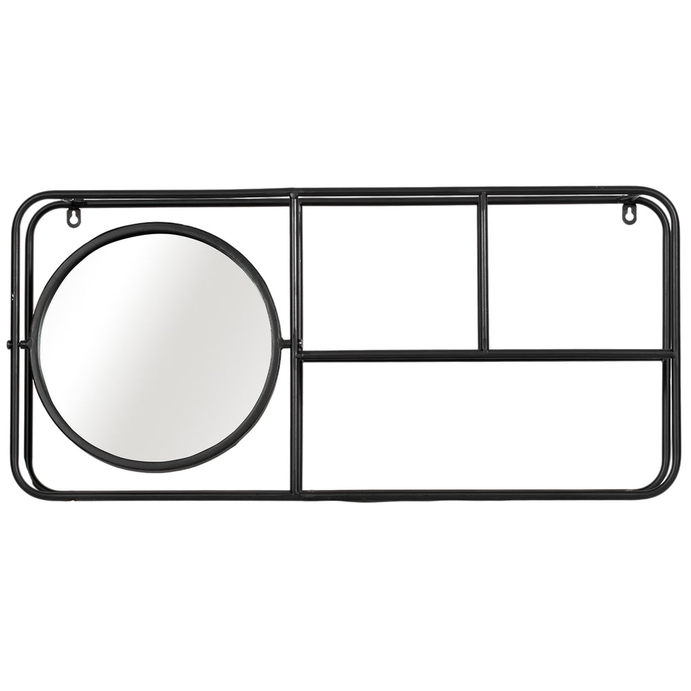 Wall Shelf w/Mirror, Black