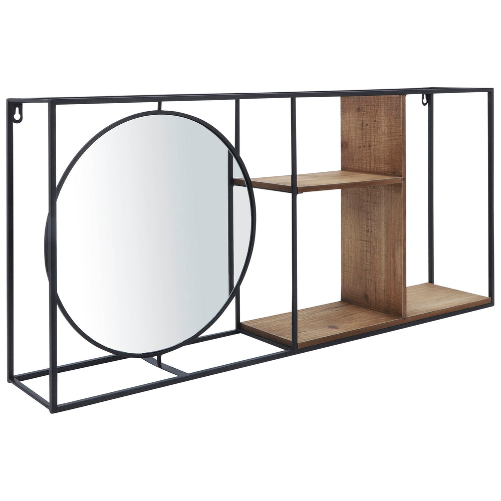 Wall Shelf w/Mirror, Black/Brown