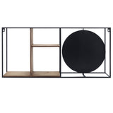 Wall Shelf w/Mirror, Black/Brown