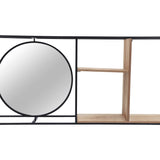 Wall Shelf w/Mirror, Black/Brown