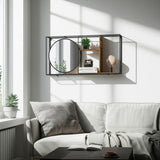 Wall Shelf w/Mirror, Black/Brown