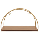 Half-Circle Wall Shelves, Brown/Gold, Set of 3