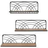 Wall Shelves, Natural/Black, Set of 3