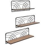 Wall Shelves, Natural/Black, Set of 3