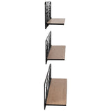 Wall Shelves, Natural/Black, Set of 3