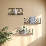 Wall Shelves, Natural/Black, Set of 3