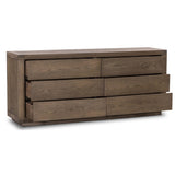 Warby 6 Drawer Dresser, Worn Oak