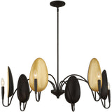 Warwick 6 Light Chandelier, Black/Matte Gold-Lighting-High Fashion Home