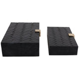 Weave Design Boxes W/ Hardware, Black-Accessories-High Fashion Home