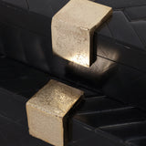 Weave Design Boxes W/ Hardware, Black-Accessories-High Fashion Home