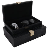 Weave Design Boxes W/ Hardware, Black-Accessories-High Fashion Home