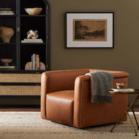 Wellborn Leather Swivel Chair, Palermo Cognac