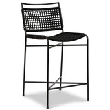 Wharton Outdoor Counter Stool, Black Rope/Satin Black