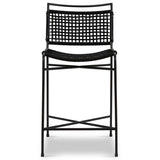 Wharton Outdoor Counter Stool, Black Rope/Satin Black