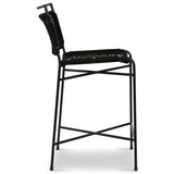 Wharton Outdoor Counter Stool, Black Rope/Satin Black