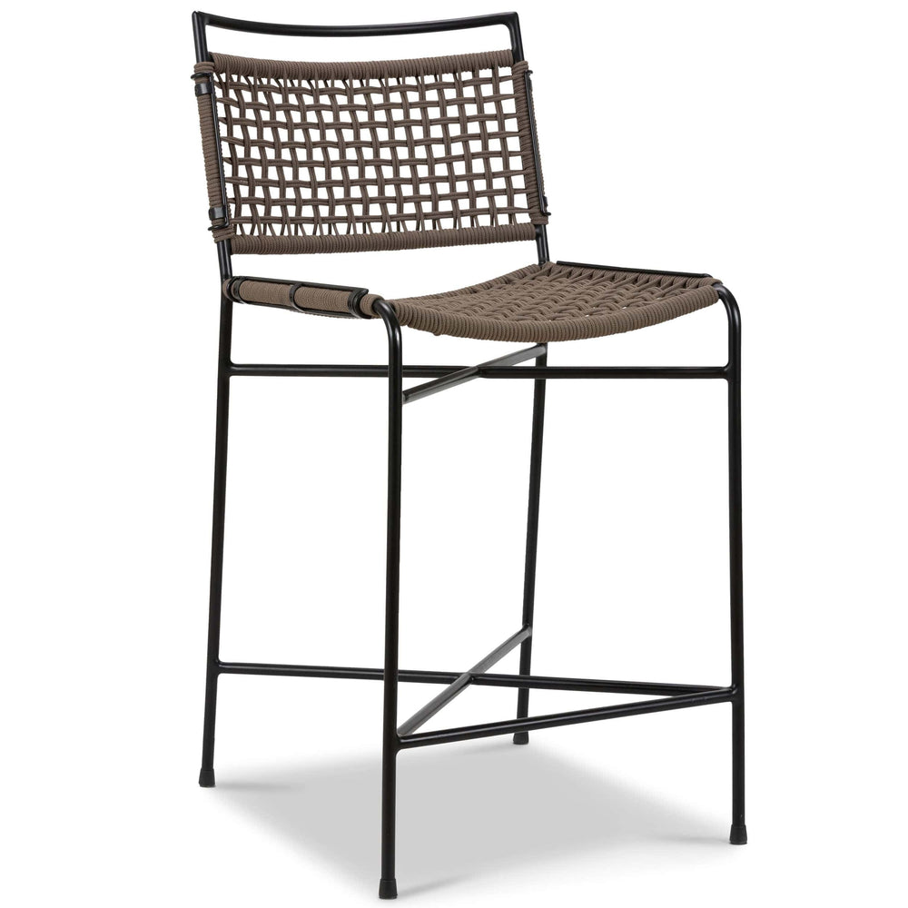 Wharton Outdoor Counter Stool, Earth Rope/Satin Black