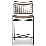 Wharton Outdoor Counter Stool, Earth Rope/Satin Black