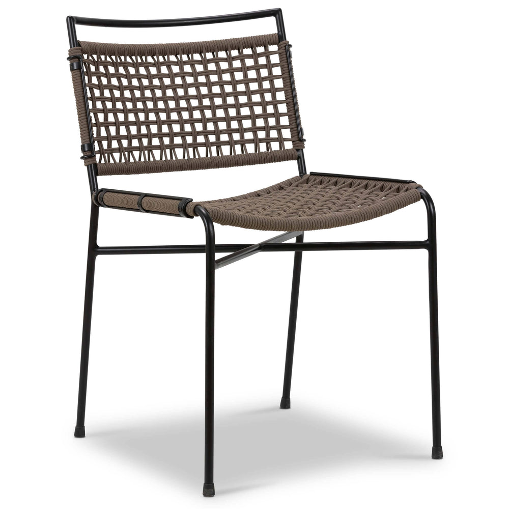 Wharton Outdoor Dining Chair, Earth Rope/Satin Black, Set of 2 by Four Hands