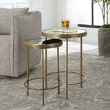 Whitley Nesting End Tables, Set of 2, Brushed Gold-Furniture - Accent Tables-High Fashion Home