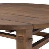 Wide Plank Round Coffee Table, Warm Brown