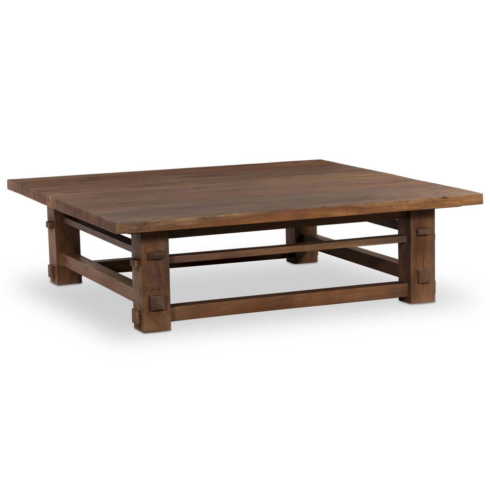 Wide Plank Square Coffee Table, Warm Brown