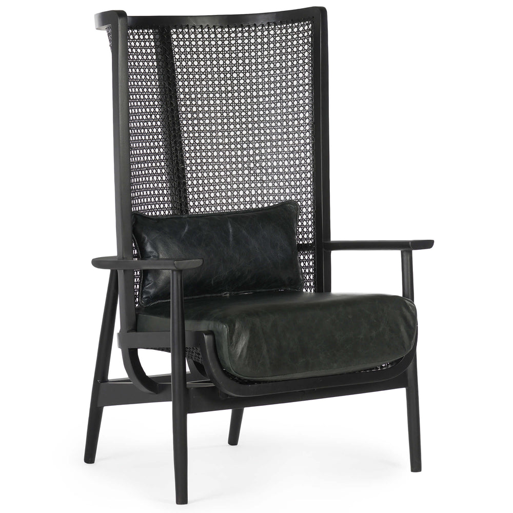 Wingman Leather Cane Accent Chair, Black